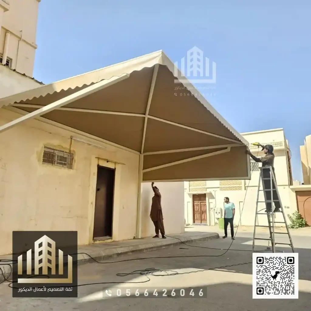 مظلات سيارات شينكو حديد في جنوب الرياض في حي المنصورة